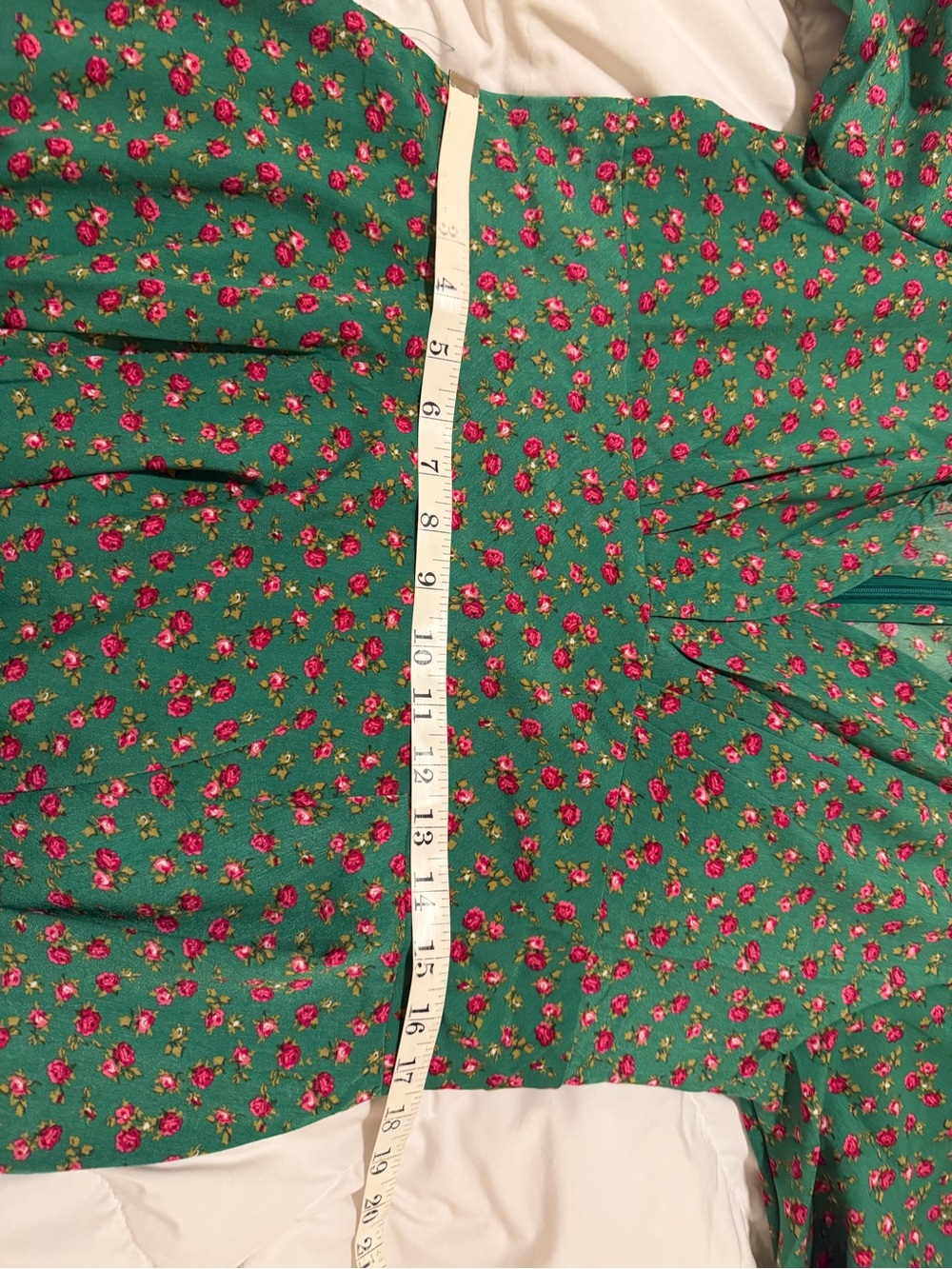Green Midi Dress with Pink Floral Print by - Picture 12 of 12